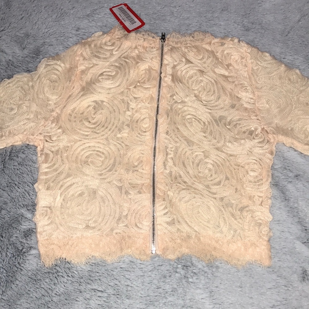 LACE ZIP CROP TOP - Picture 5 of 5